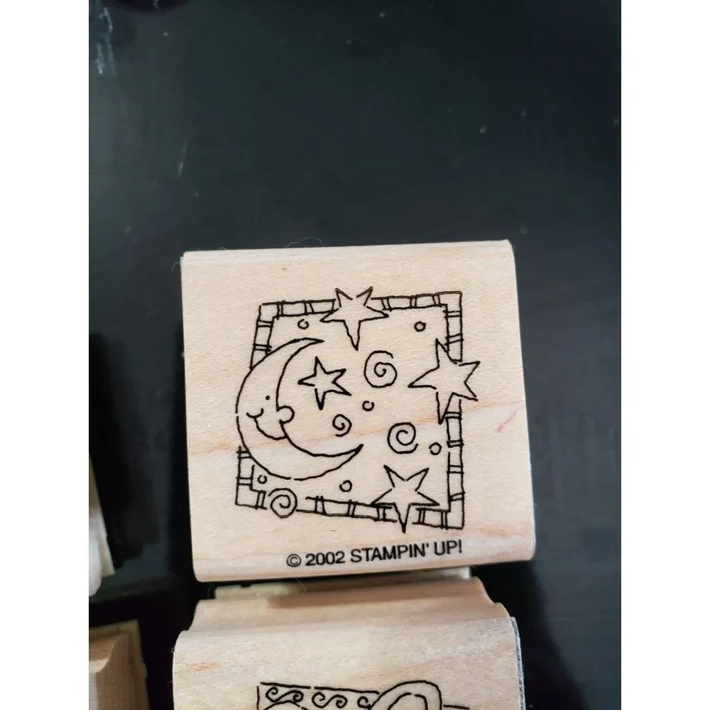 Stampin'‎ Up 2002 Birthday Wooden Mounted Stamps Set Of 4